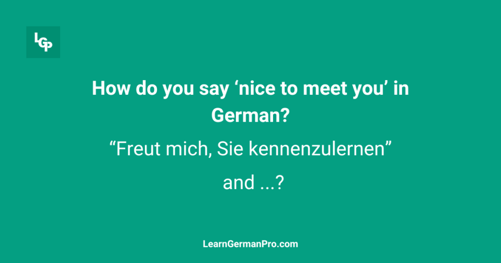 nice to meet you in german