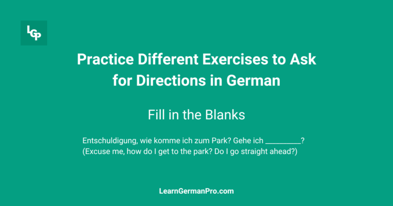 practice exercises to ask for directions in german