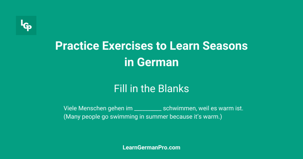 practice exercises to learn seasons in german