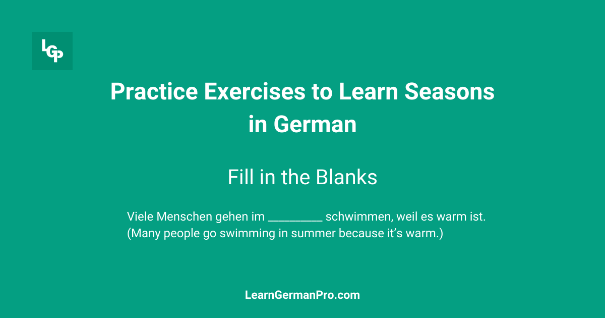 practice exercises to learn seasons in german